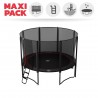 Maxi Pack Cama elástica Booster Black 360 con red + Escalera + Kit de fijación + Funda