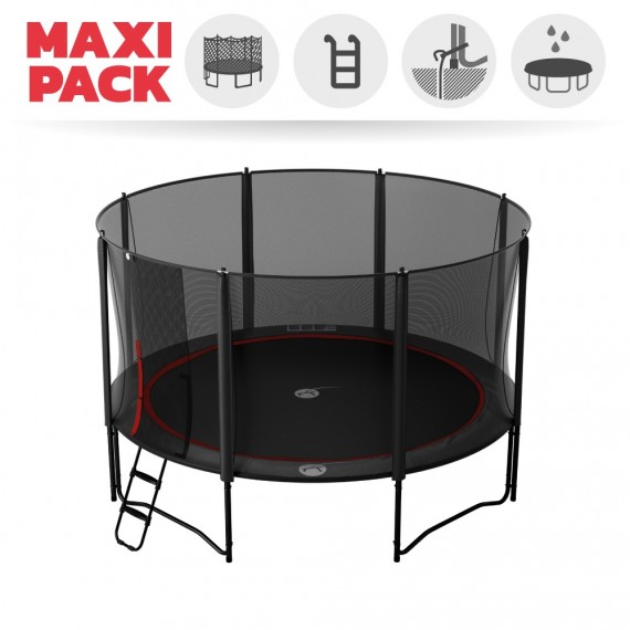 Maxi Cama elástica Waoouh 460 con red + Escalera + Kit de fijación + Funda 