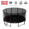Maxi Pack Cama elástica Booster Black 490 con red + Escalera + Kit de fijación + Funda