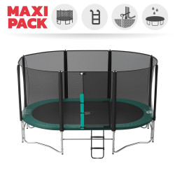 Maxi Pack Cama elástica Ovalie 490 con red + Escalera + Kit de fijación + Funda 