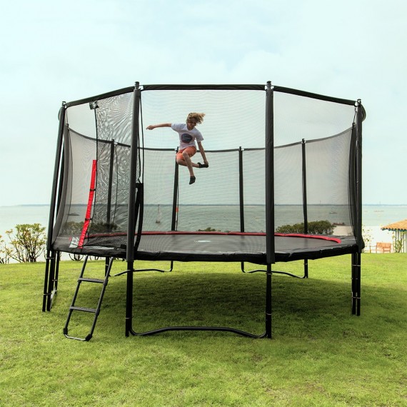 Cama elástica Booster Black 490 con red Premium