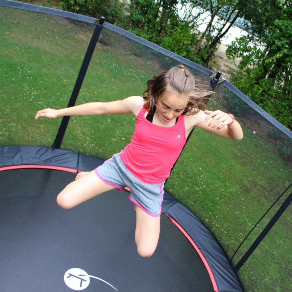 Maxi Pack Cama elástica Booster Black 430 con red + Escalera + Kit de fijación + Funda 