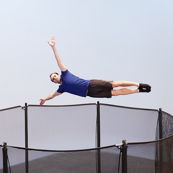 Maxi Pack Cama elástica Waouuh 460 con red + Escalera + Kit de fijación + Funda