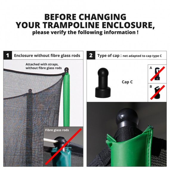 Red textil con correas para cama elástica 490