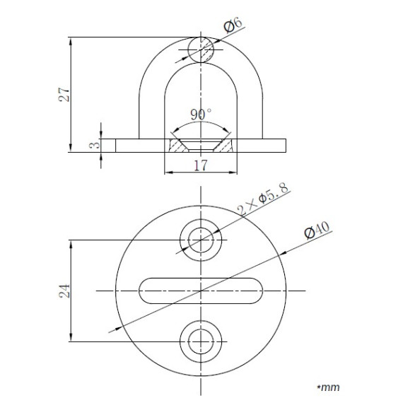 Pasacabos con pletina inox A4 sin tornillos