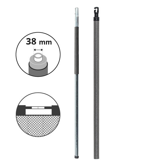 Poste completo Ø38mm para red con arcos en fibra de vidrio para Ovalie 490