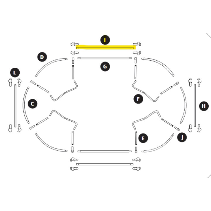 Arco de estructura Ovalie 490 - barra de refuerzo (longitud) Pieza I