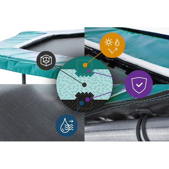 Cama elástica Octopulse 460 con cojín verde.