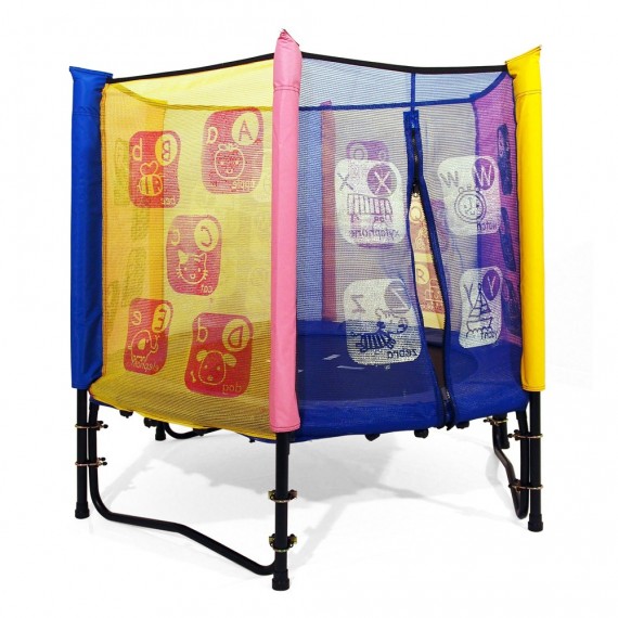 Cama elástica bebé con red multicolores  Cama elástica bebé con red multicolores