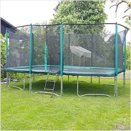 Cama elástica rectangular de jardín con red
