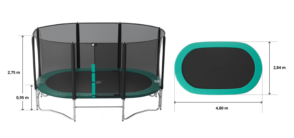 illustration de caract&eacute;ristiques du produit Cama elástica Ovalie 490 con red