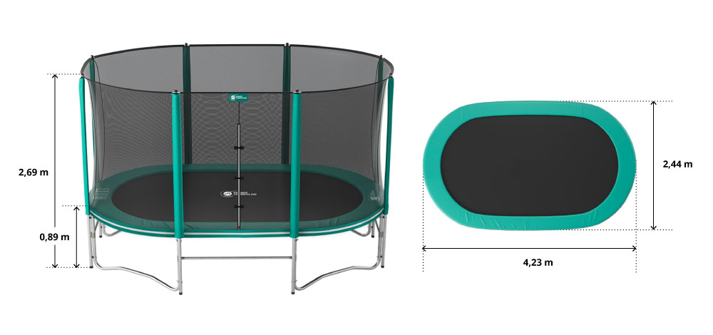 illustration de caractéristiques du produit Pack Cama elástica Ovalie 430