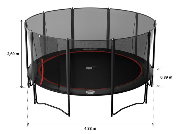 illustration de caract&eacute;ristiques du produit Cama elástica Booster Black 490 con red Premium