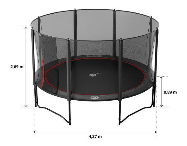 illustration de caractéristiques du produit Cama elástica Booster Black 430 con red Premium