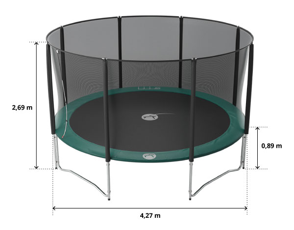 illustration de caract&eacute;ristiques du produit Cama elástica Jump'Up 430 con red de protección