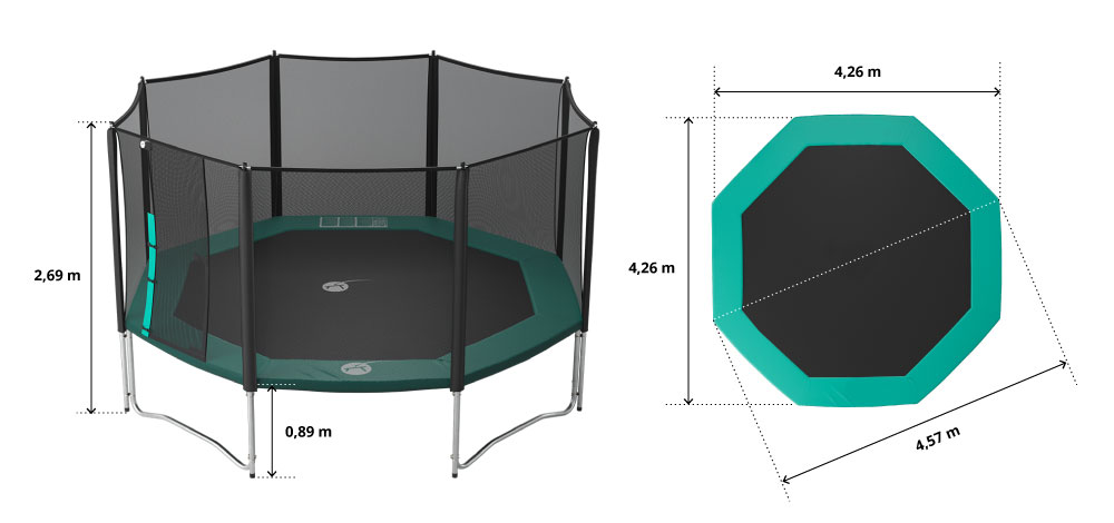 illustration de caract&eacute;ristiques du produit Cama elástica Waouuh 460 con red 