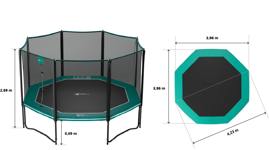 illustration de caractéristiques du produit Cama elástica Octopulse 430 - Verde